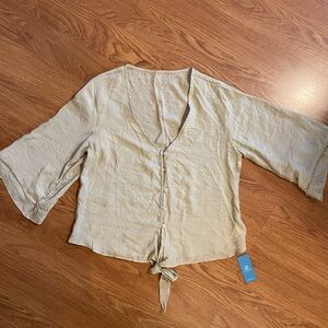 NEW Cupshe Cream Tie-Front Blouse Medium